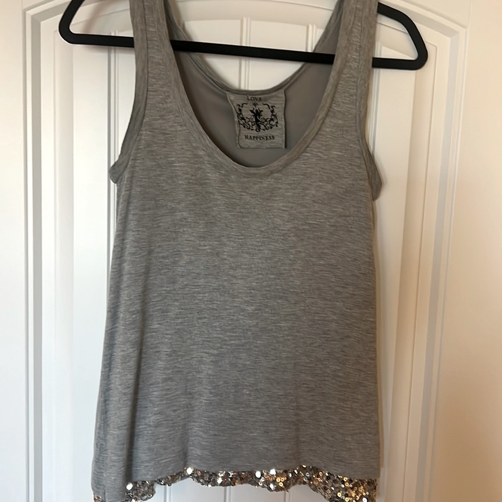 Love Happiness Tank with gold sequins